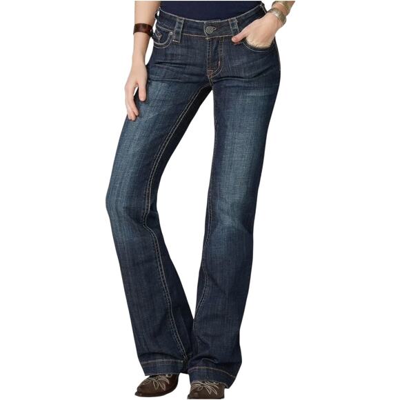 Stetson City Trouser Jeans Bootcut 214 Low Rise Deco Back Pocket Medium Wash 12R - Picture 1 of 5